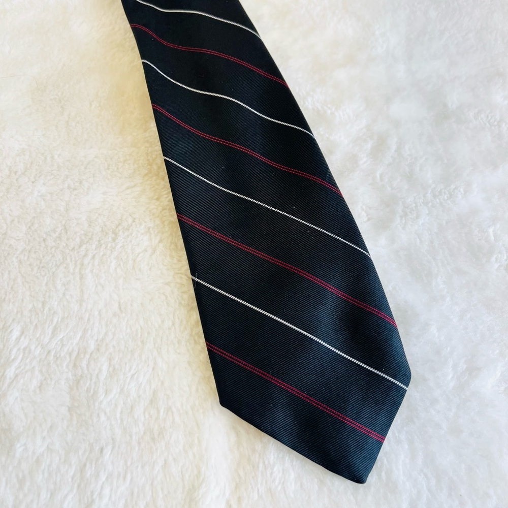 Schiaparelli Vintage Neck Tie Elegant Black and Red Striped